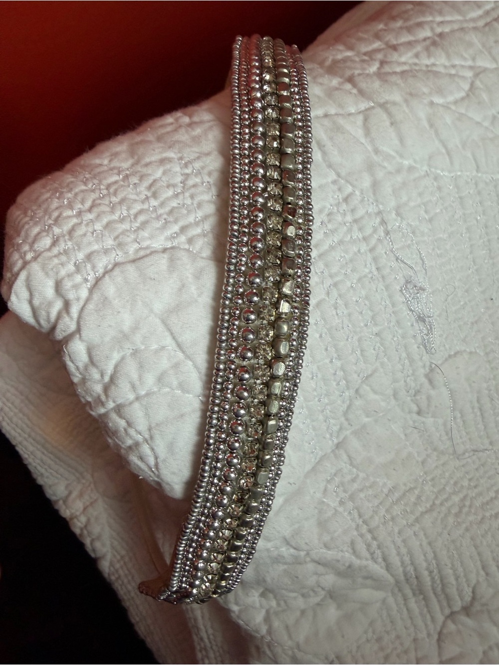 Silver Beaded Crystal Headband